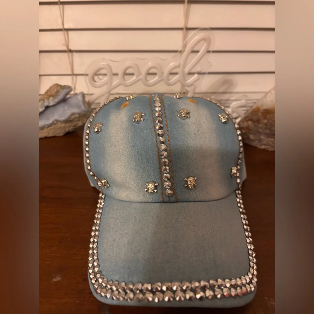 Stylish Denim Cap with Orange Skull Details! - Picture 2 of 6